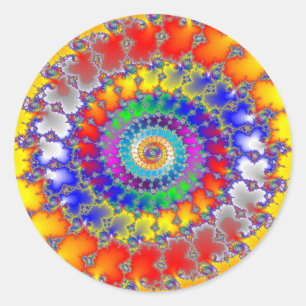 Psychedelic Fractal Spirals Classic Round Sticker