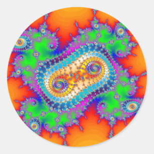 Psychedelic Fractal Spirals Classic Round Sticker