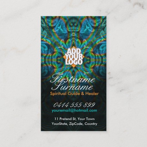 Customizable Psychedelic Fractal Spirit w/ Logo Business Cards