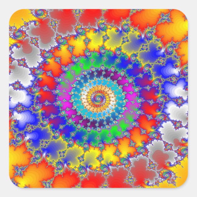 Psychedelic Fractal Square Sticker (Front)