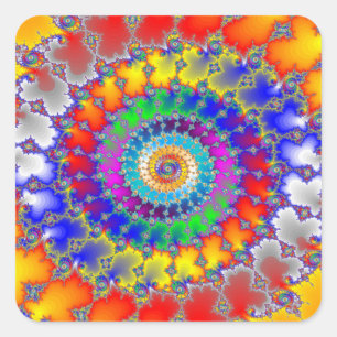 Psychedelic Fractal Square Sticker