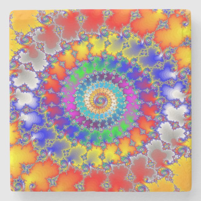 Psychedelic Fractal Stone Coaster (Front)