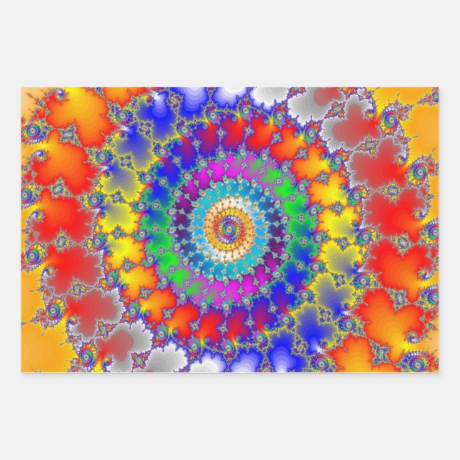 Psychedelic Fractal Wrapping Paper Sheets (Front)