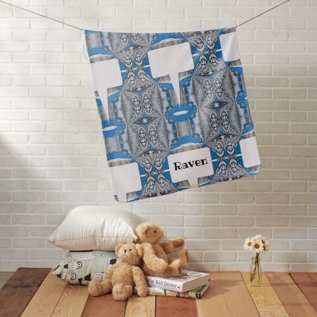 Psychedelic Fun Fractal Pattern & Text Baby Blanket (In Situ)