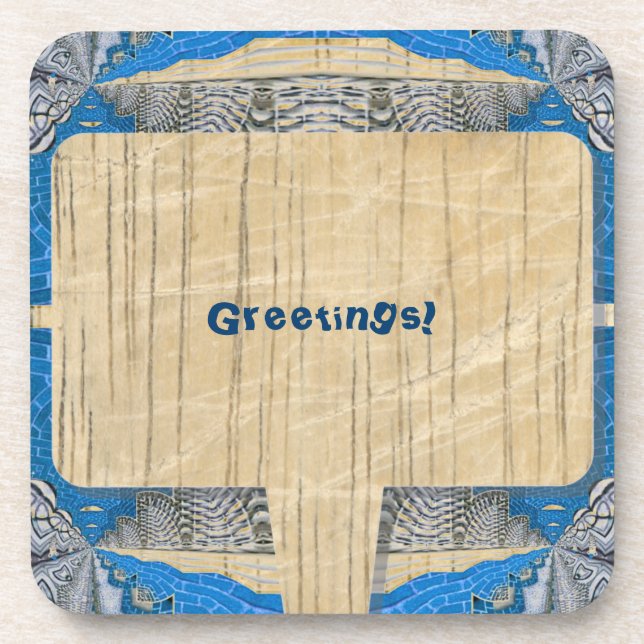 Psychedelic Fun Fractal Pattern & Text Beverage Coaster (Front)