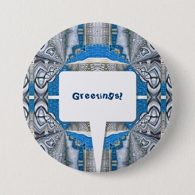 Psychedelic Fun Fractal Pattern & Text Button (Front)