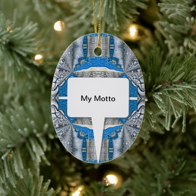 Psychedelic Fun Fractal Pattern & Text Ceramic Ornament (Tree)