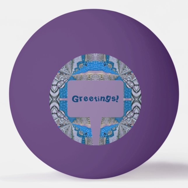 Psychedelic Fun Fractal Pattern & Text Ping Pong Ball (Front)