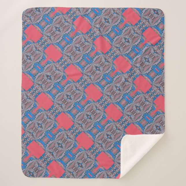 Psychedelic Fun Fractal Pattern & Text Sherpa Blanket (Front)