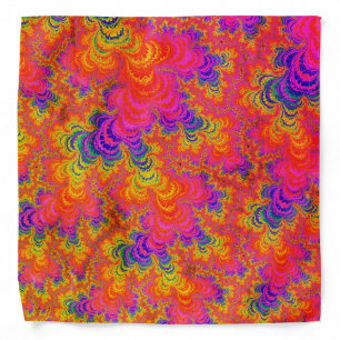 Psychedelic Funky Hippie Boho Neon Rainbow Fractal Bandana