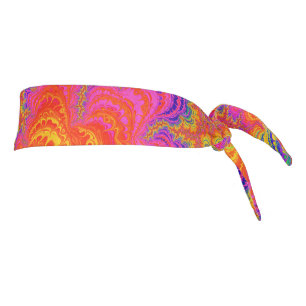 Psychedelic Funky Hippie Boho Neon Rainbow Fractal Tie Headband