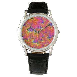 Psychedelic Funky Hippie Boho Neon Rainbow Fractal Watch