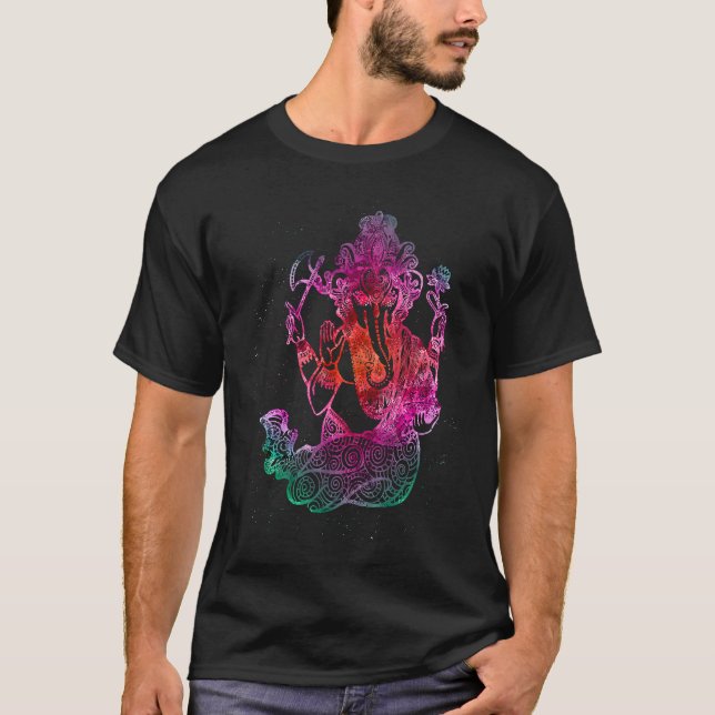 Psychedelic Ganesha Buddha Elephant T-Shirt (Front)