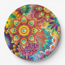 Psychedelic Garden Personalized Paper Plates
