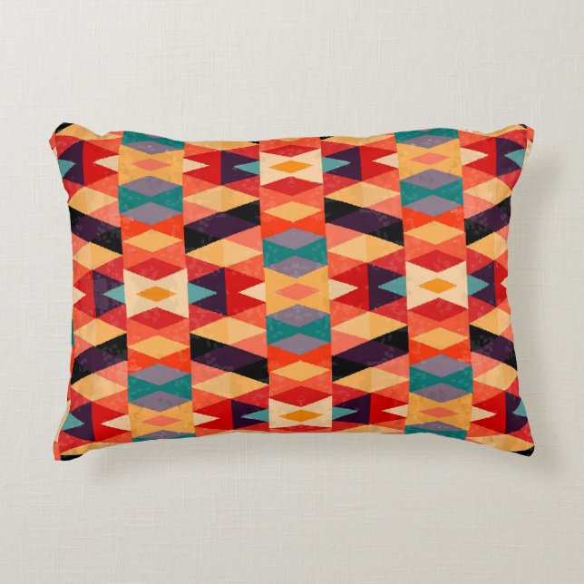 Psychedelic Geometric Background: Vintage Grunge. Accent Pillow (Front)
