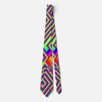 Psychedelic Geometric Collage Pattern Necktie by BOLO_DESIGNS at Zazzle