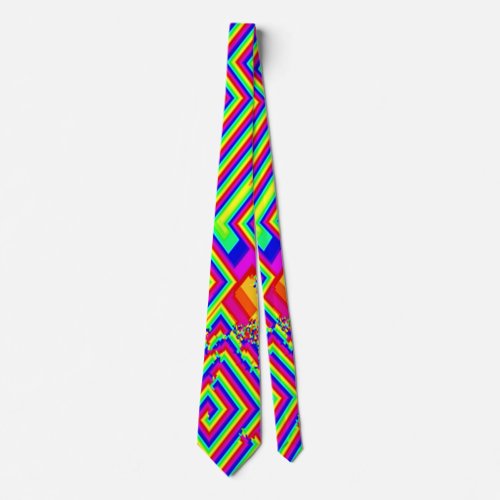 Psychedelic Geometric Collage Pattern Necktie