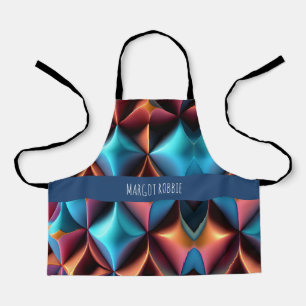 Psychedelic Geometric Honeycomb Blue Pattern Apron