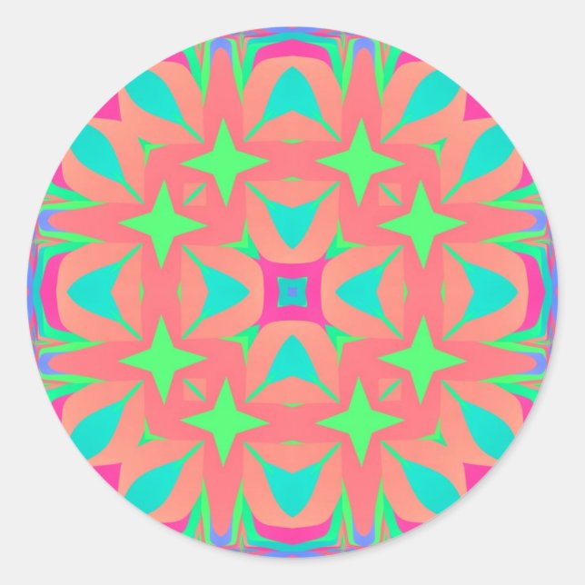Psychedelic Geometry Mandala Classic Round Sticker (Front)