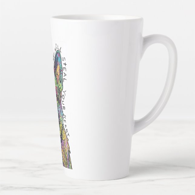 Psychedelic German Shepherd Heart Latte Mug (Right)