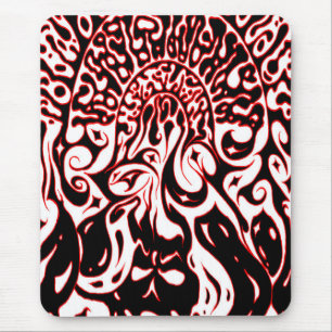 Psychedelic Ghost - Black White and Red Mouse Pad