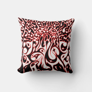 Psychedelic Ghost - Black White and Red Throw Pillow