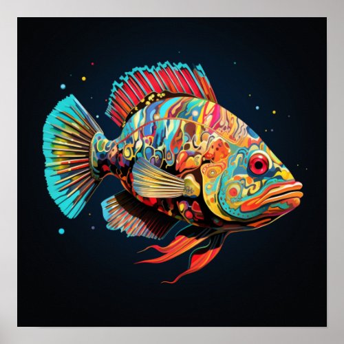 Psychedelic Giant Grouper Poster