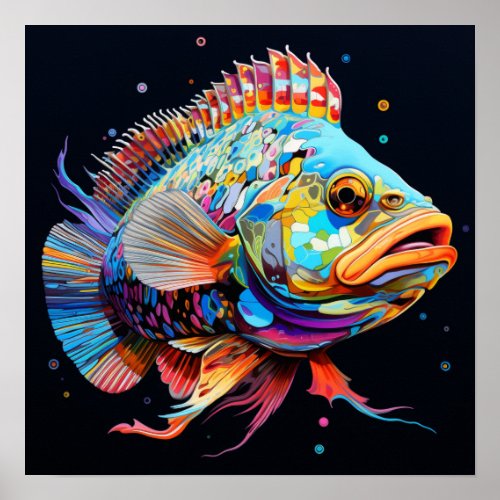 Psychedelic Giant Grouper Poster