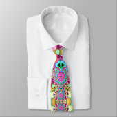 Psychedelic Glow Colourful Fashion Groovy Tie (Tied)