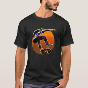 Psychedelic Glowing Skateboarder With Skateboard T-Shirt