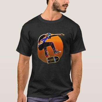 Psychedelic Glowing Skateboarder With Skateboard T-shirt by HumusInPita at Zazzle