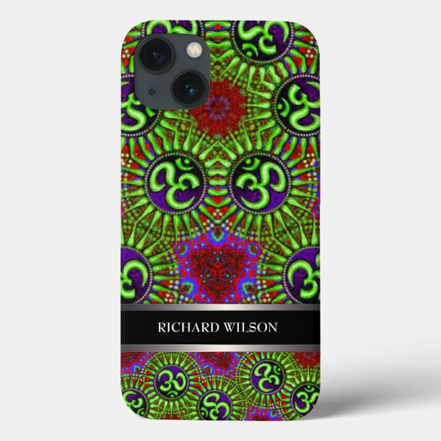 Psychedelic GOA OM Pattern Custom Name Case-Mate iPhone Case (Back)