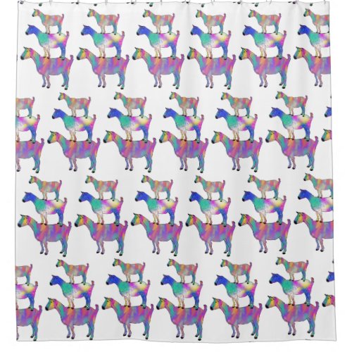 Psychedelic Goat Funny Colorful Quirky Animal Art Shower Curtain