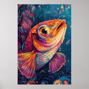 Psychedelic Goldfish Poster