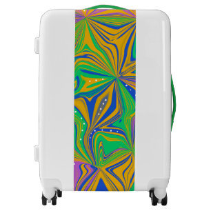 Psychedelic Green Mix Abstract Colorful Luggage