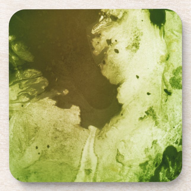 Psychedelic Green Paper Beverage Coaster (Front)