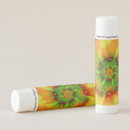 Psychedelic Green Yellow Red Abstract Fractal Art Lip Balm