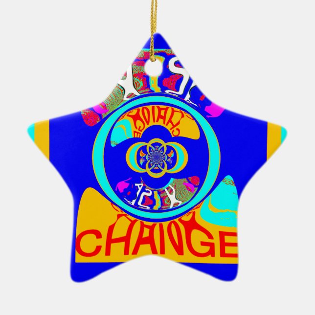 Psychedelic Groove: Pop Art Abstract Energy Ceramic Ornament (Front)