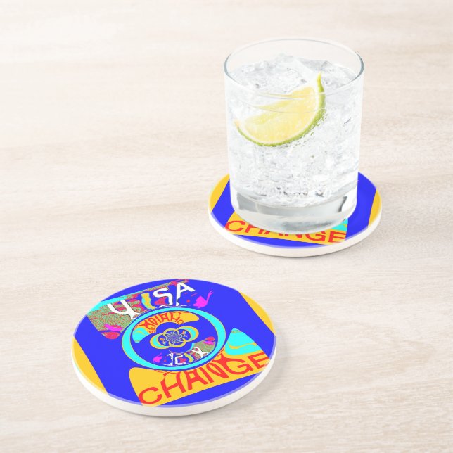 Psychedelic Groove: Pop Art Abstract Energy Drink Coaster (Side)
