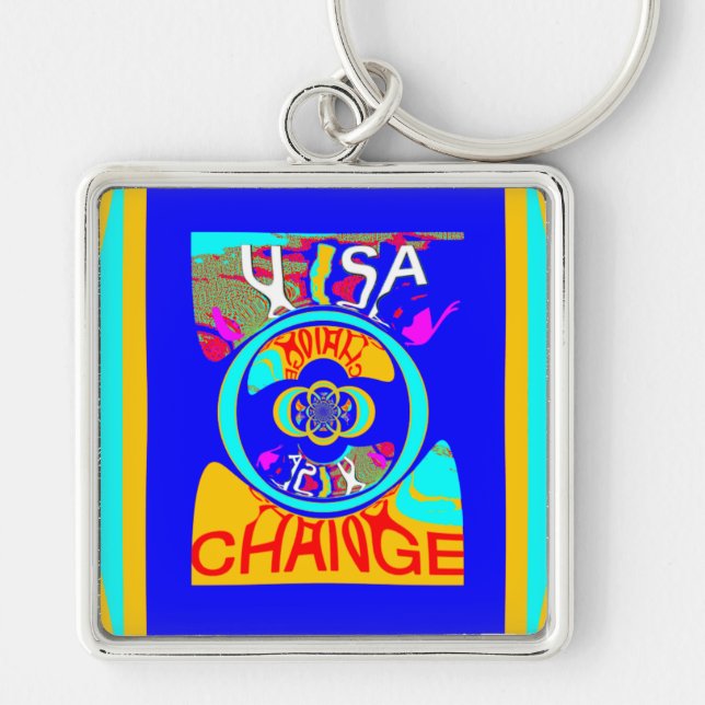 Psychedelic Groove: Pop Art Abstract Energy Keychain (Front)