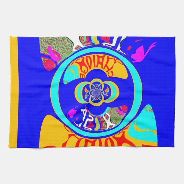 Psychedelic Groove: Pop Art Abstract Energy Kitchen Towel (Horizontal)