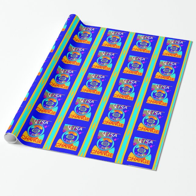 Psychedelic Groove: Pop Art Abstract Energy Wrapping Paper (Unrolled)