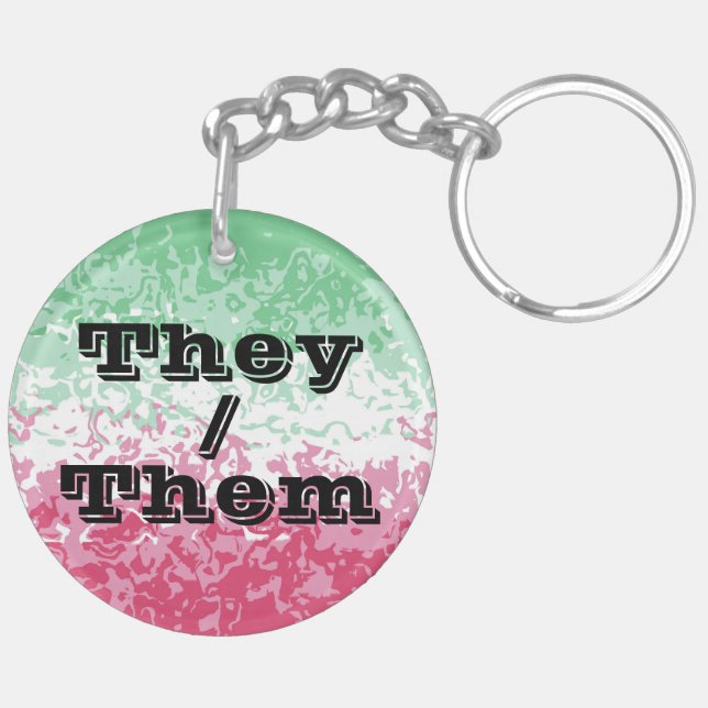 Psychedelic Groovy Abstract Abrosexual Pride Flag Keychain (Back Left)