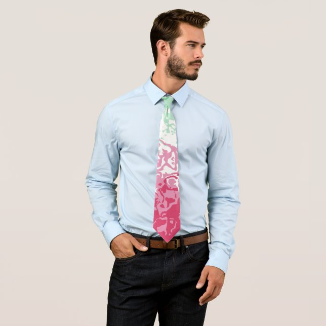 Psychedelic Groovy Abstract Abrosexual Pride Flag Neck Tie (In Situ)