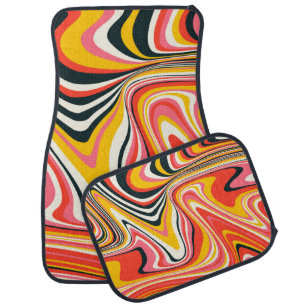 Psychedelic groovy background. Colorful abstract b Car Floor Mat