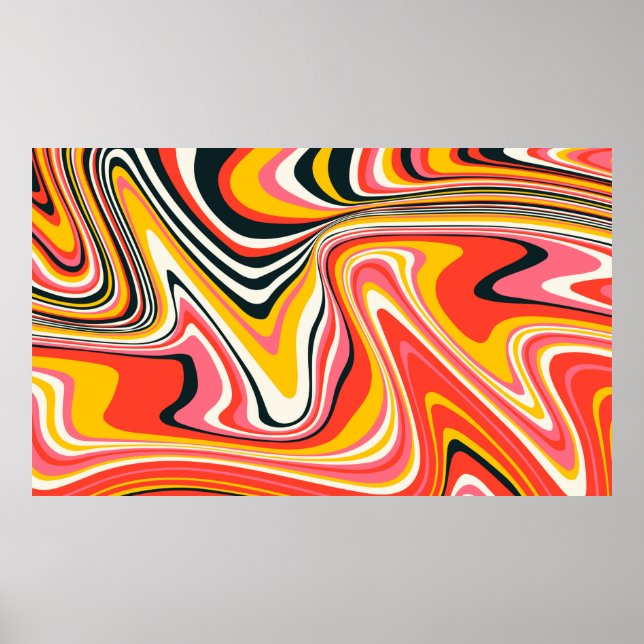Psychedelic groovy background. Colorful abstract b Poster (Front)