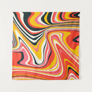 Psychedelic groovy background. Colorful abstract b Tapestry