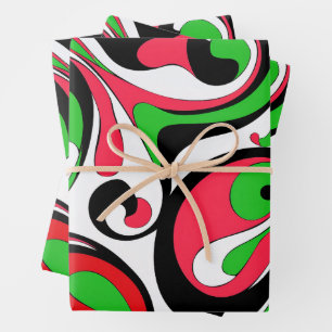 Psychedelic Groovy Christmas Swirls Wrapping Paper Sheets