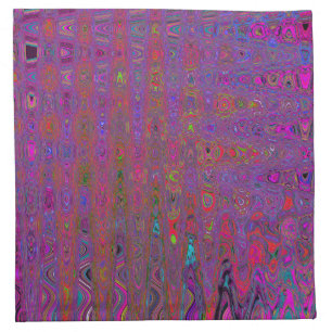 Psychedelic Groovy Magenta Retro Atomic Waves Cloth Napkin