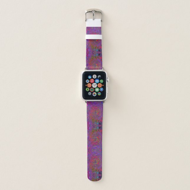 Psychedelic Groovy Magenta Retro Liquid Swirl Apple Watch Band (Front)